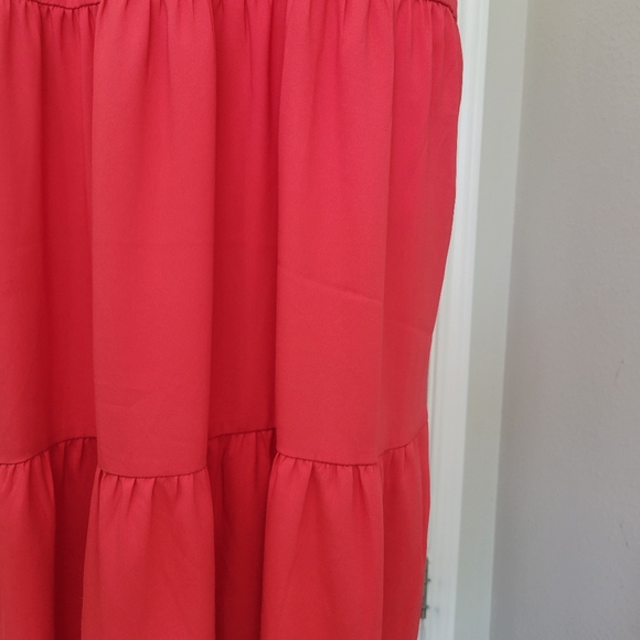 LOFT Petites Multi Tiered Strappy Maxi Dress 10P Like New Flowy Coral Lobster - Picture 9 of 14